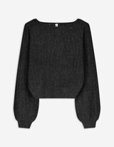 Strickpullover - Puffärmel - dunkelgrau