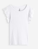 Top sans manches - Volants - blanc