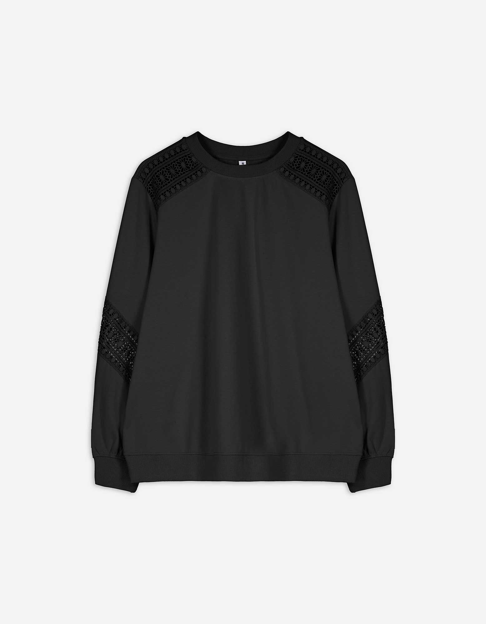 Sweatshirt - Metallic-Details - Schwarz