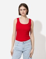 Ujjatlan felső - Bordázott - piros