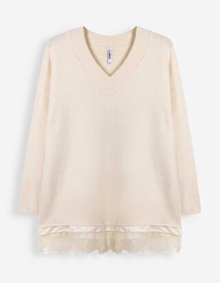 Trui - Met kant - Off-White