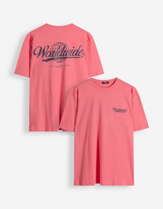 T-shirt - Afdrukken achteraan - roze