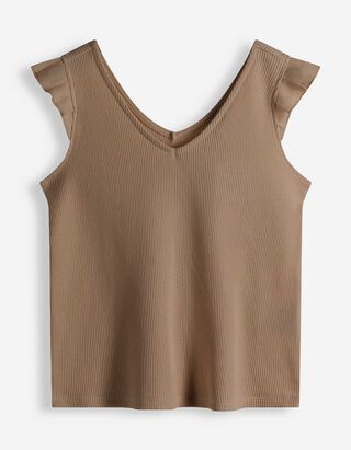 Top - Waffelstruktur - Beige