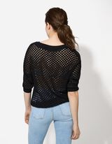 Strickpullover - Fledermaus&auml;rmel - schwarz