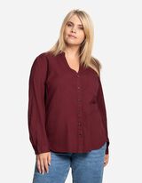 bluzka koszulowa - kieszeń na piersi - ciemny czerwony