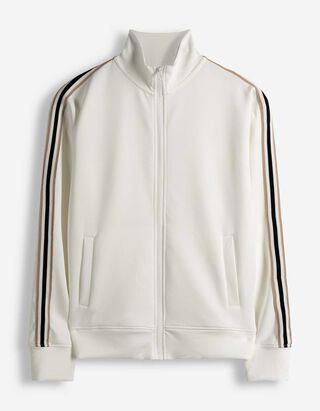 Sportska majica sa zatvaračem - Okomita bočna pruga - bijela