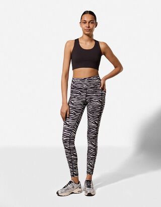 Leggings - Zebramuster - schwarz