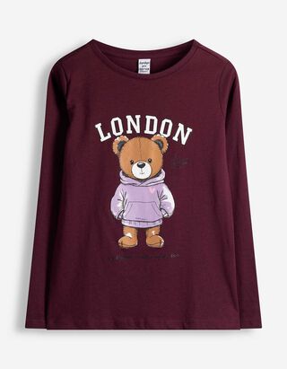 Longsleeve - Print - Donkerrood