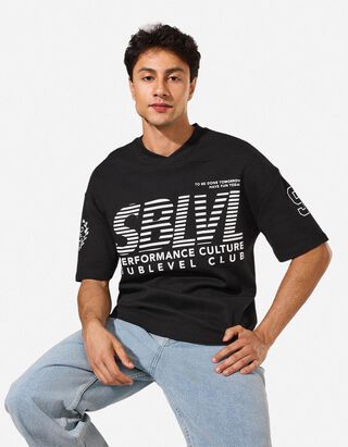 T-Shirt - V-Ausschnitt - schwarz