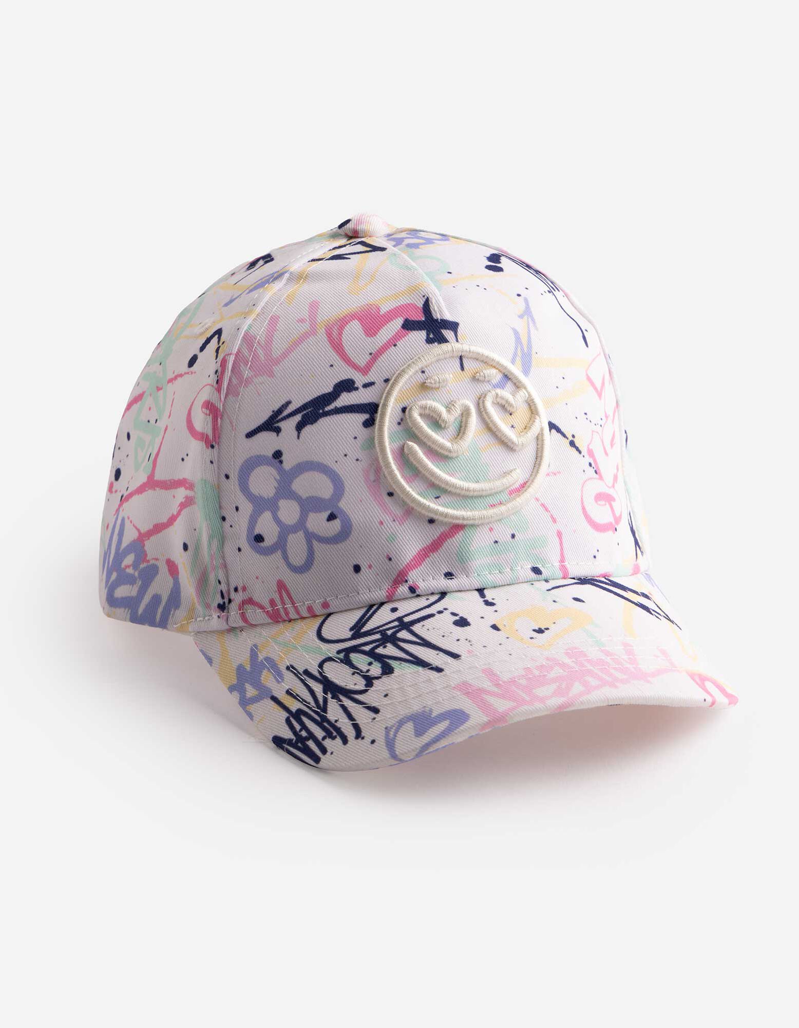 Basecap - Allover-Print - wei&szlig;