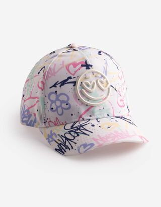 Basecap - Allover-Print - wei&szlig;