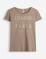 T-Shirt - Glitzerprint - Braun