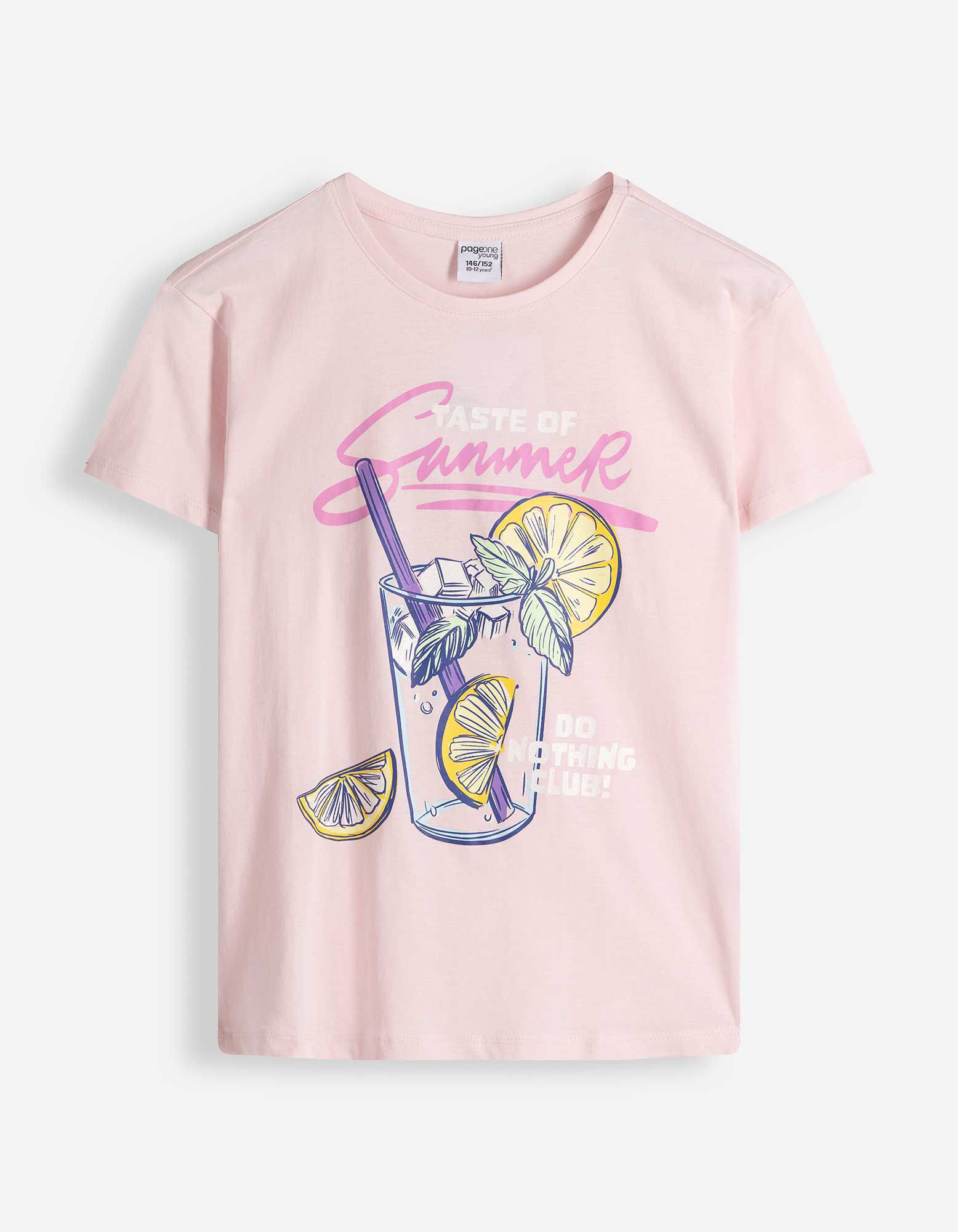 T-shirt - Voorkantprint - Lichtroze