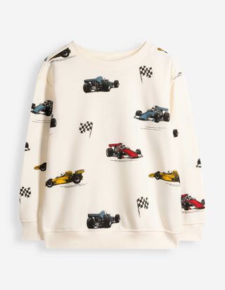 Sweatshirt - Allover-Print - Wei&szlig;