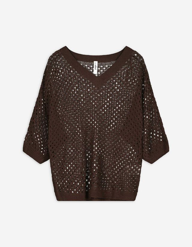 Strickpullover - Fledermausärmel - dunkelbraun