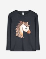 Maglia a manica lunga - Stampa glitterata - grigio scuro