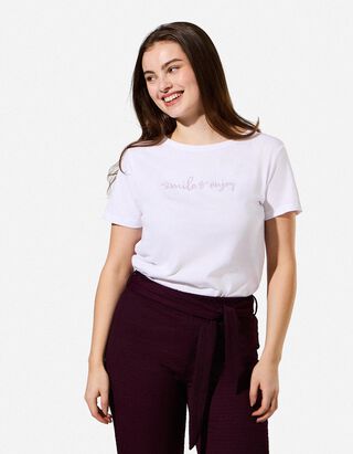 T-Shirt - Stickereien - Wei&szlig;