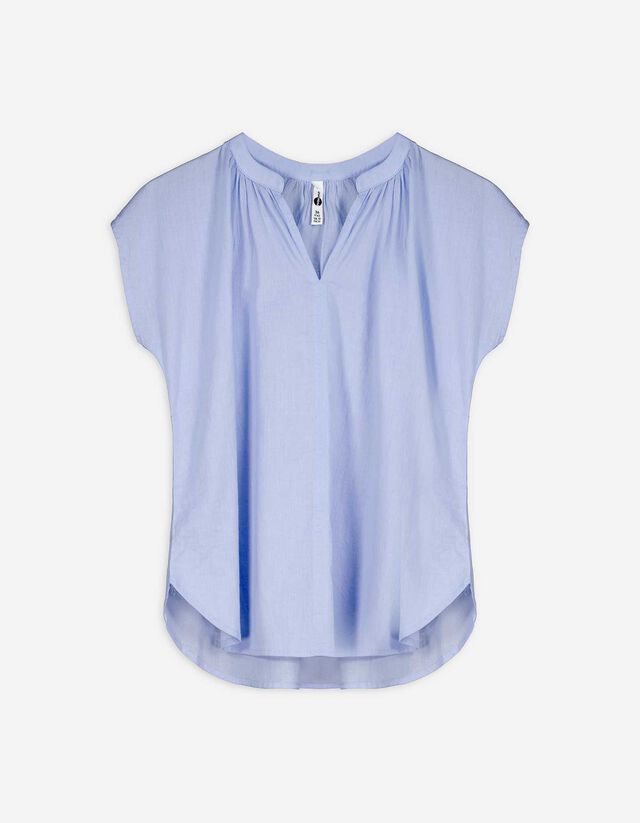 Bluse - V-Ausschnitt - hellblau