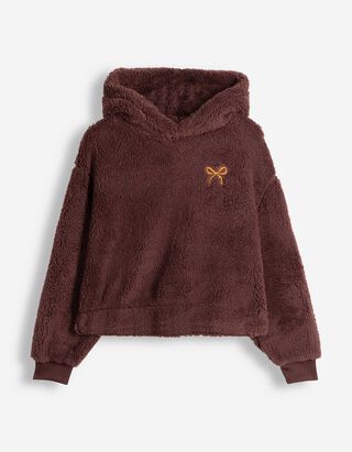 Hoodie - Pl&uuml;sch - Braun