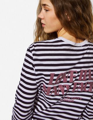 Langarmshirt - Streifen - schwarz