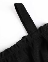 Top cropped - Margine festonată - Negru