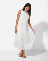 Rochie - aspect încrețit - Alb