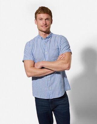 Chemise - Lin m&eacute;lang&eacute; - Bleu