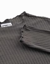 Langarmshirt - Rippenstruktur - Dunkelgrau