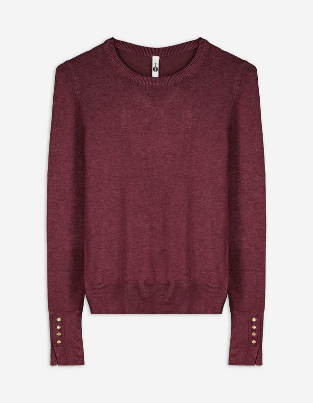 Strickpullover - Zierknöpfe - dunkellila