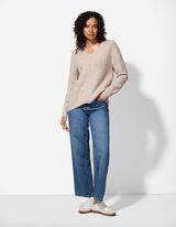 Pullover - V-Ausschnitt - beige