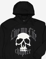 Pulover s kapuco - Potisk - crna