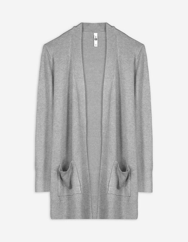 Longcardigan - Aufgesetze Taschen - grau