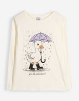 Langarmshirt - Print - Off-White