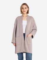 Ilgas kardiganas - Rankovės su užlenkimu - smelio spalvos