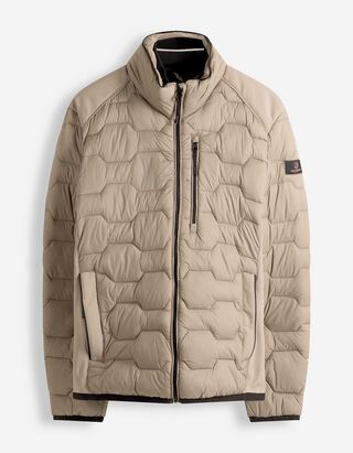 Dygsniuota striukė - Stati apykaklė - sviesiai rudas