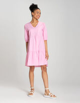 Rochie - Decolteu formă de V - Roz