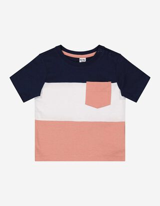T-shirt - Poche-poitrine - Bleu fonc&eacute;