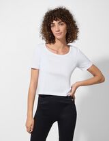 Maglia cropped - A costine - bianco