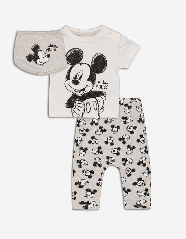 Komplet majica kratkih rukava i hlače - Mickey Mouse - bijela