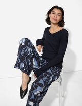 Pletený sveter - Jednofarebný - tmavomodra