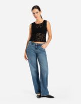 Cropped Top - Spitze - schwarz