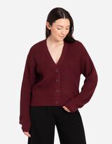 Pletena jopa - Rebrasta pletenina - temno rdeca