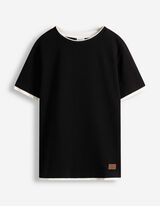 T-Shirt - Double-Layer-Look - Schwarz