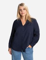 Košeľová blúzka - Náprsné vrecko - tmavomodra