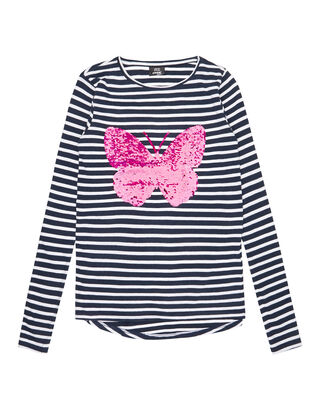 M&auml;dchen Longsleeve mit Wende-Pailletten