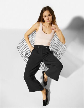 Culotte - Webstoff - schwarz