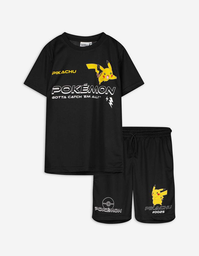 Set cu tricou și pantaloni scurți - Pokémon - Negru