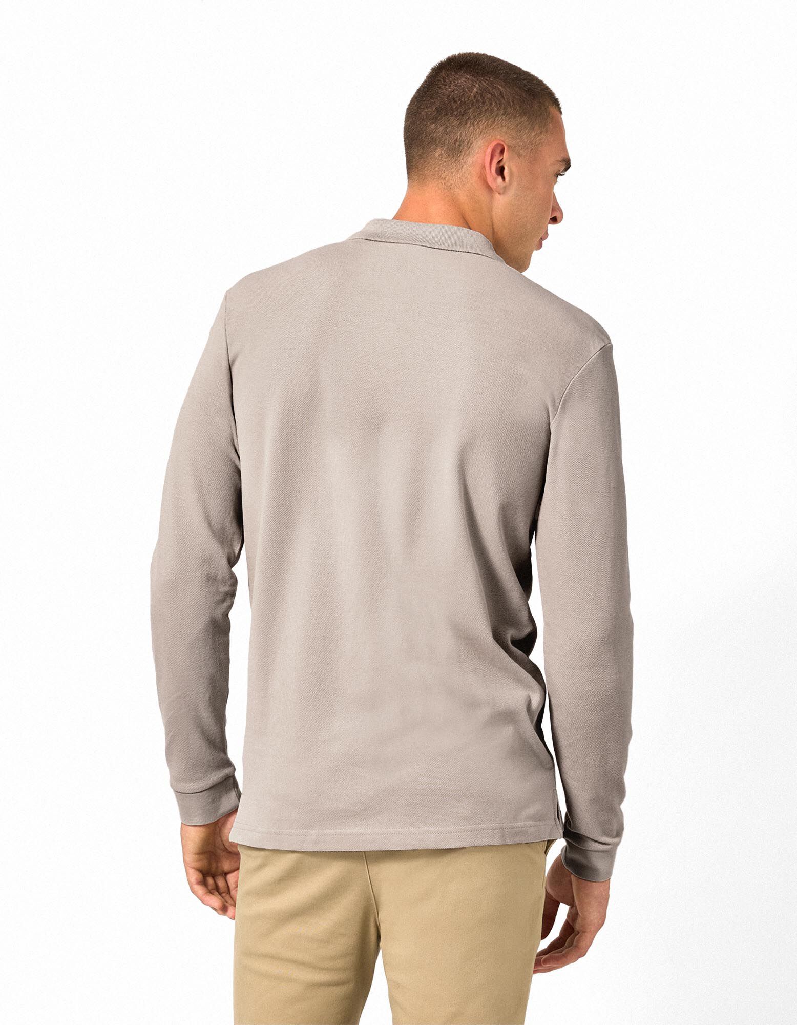 Langarmshirt - Polokragen - Beige