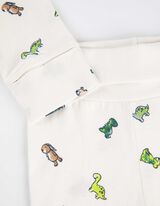 Zestaw body z długim rękawem, spodniami, t-shirtem, skarpetkami i śliniakami - Dinozaur - ciemny niebieski