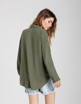 Overhemdblouse - Linnenmix - donkergroen